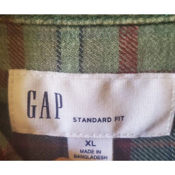Gap Mens XL Green Twill Plaid Button Down Long Sleeve Cotton Comfort Outdoor - Picture 5 of 12